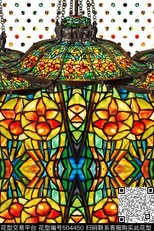 花窗玻璃 - 504450 - 欧式 窗花 复古 - 数码印花花型 － 女装花型设计 － 瓦栏