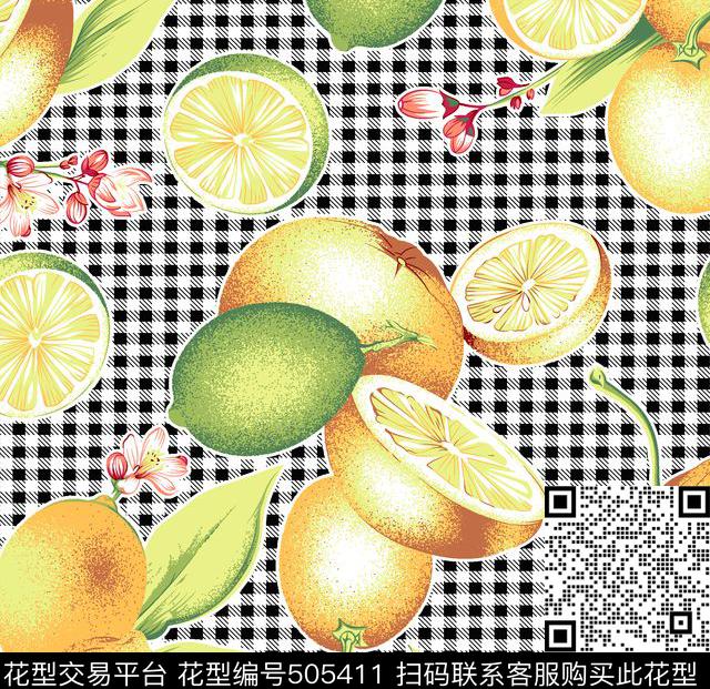 htk-001.tif - 505411 - 抽象 水果 简约 - 数码印花花型 － 床品花型设计 － 瓦栏