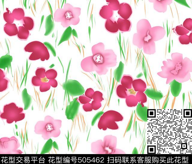 htk-010.tif - 505462 - 花 抽象 简约 - 数码印花花型 － 女装花型设计 － 瓦栏
