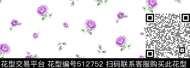 两色玫瑰花 - 512752 - 小清新 典雅时尚 服装家纺 - 数码印花花型 － 女装花型设计 － 瓦栏