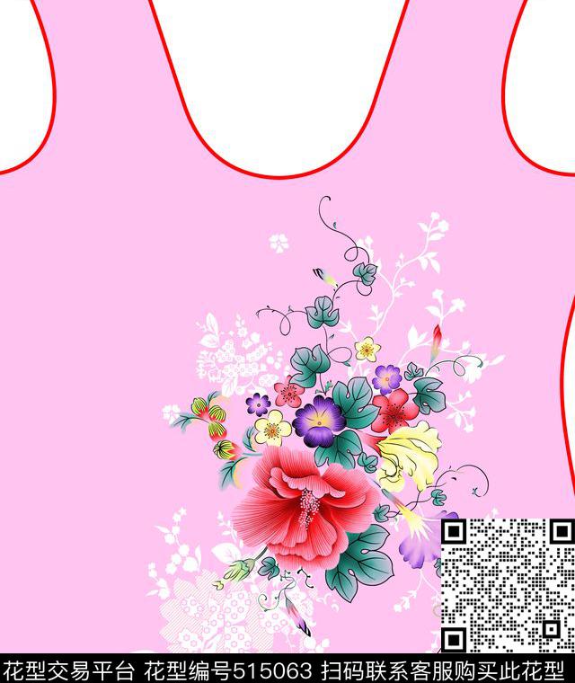 T恤印花 - 515063 - 分色 清新 休闲 - 传统印花花型 － 女装花型设计 － 瓦栏