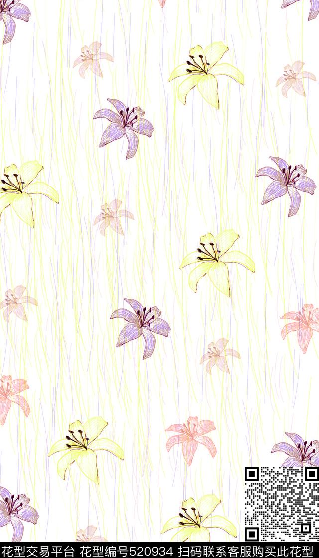花与纹 - 520934 - 条纹 自然 花 - 数码印花花型 － 其他花型设计 － 瓦栏