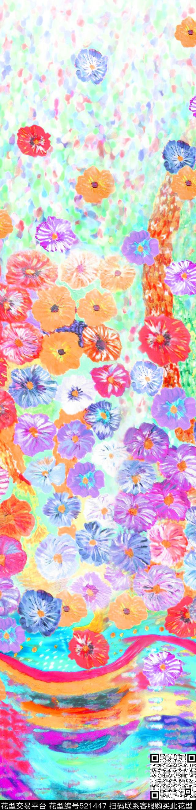 幻影花朵 - 521447 - 手绘 花 色彩 - 数码印花花型 － 女装花型设计 － 瓦栏