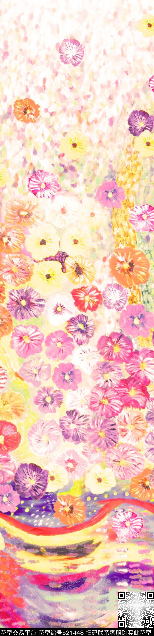 幻影花朵 - 521448 - 手绘 花 色彩 - 数码印花花型 － 女装花型设计 － 瓦栏