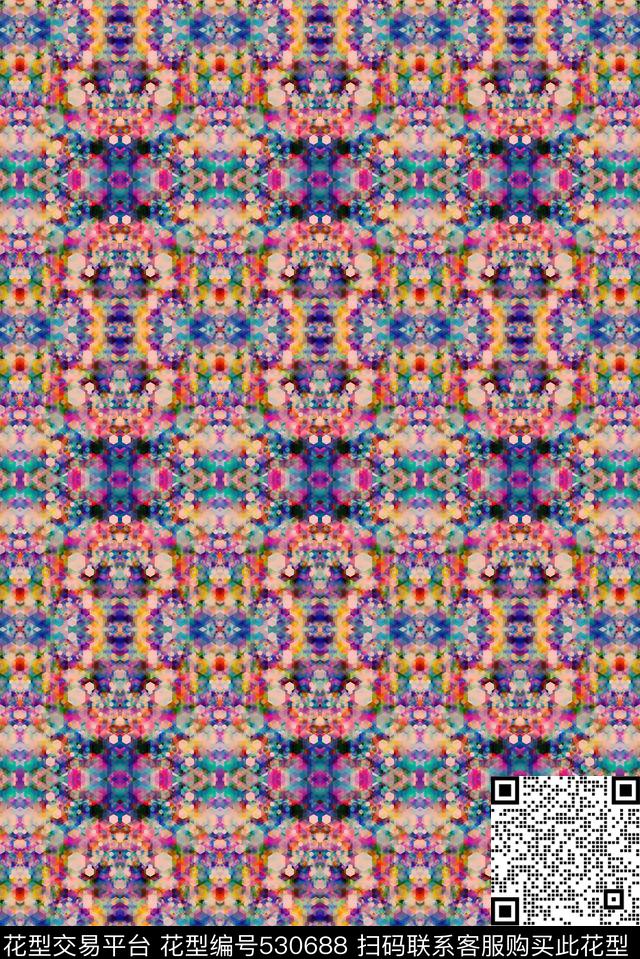 抽象规律民族小几何图案 - 530688 - 抽象 规律 小几何 - 数码印花花型 － 女装花型设计 － 瓦栏
