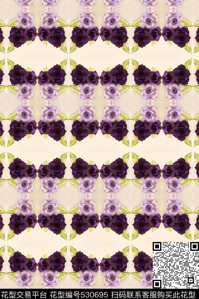 规律民族花朵花卉图案 - 530695 - 规律 花卉 花朵 - 数码印花花型 － 女装花型设计 － 瓦栏