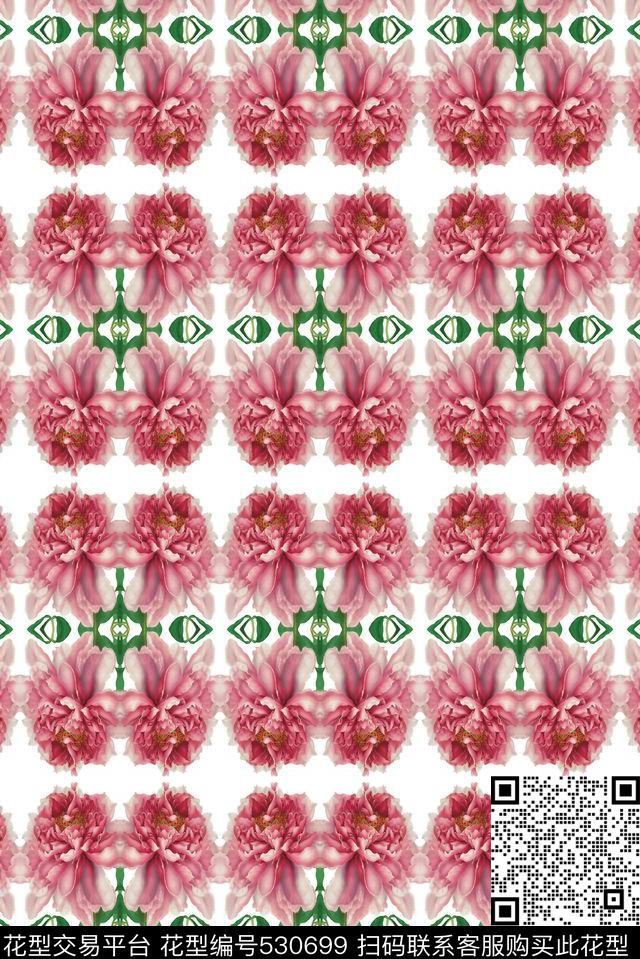 规律花卉花朵几何图案 - 530699 - 规律 花卉 花朵 - 数码印花花型 － 女装花型设计 － 瓦栏