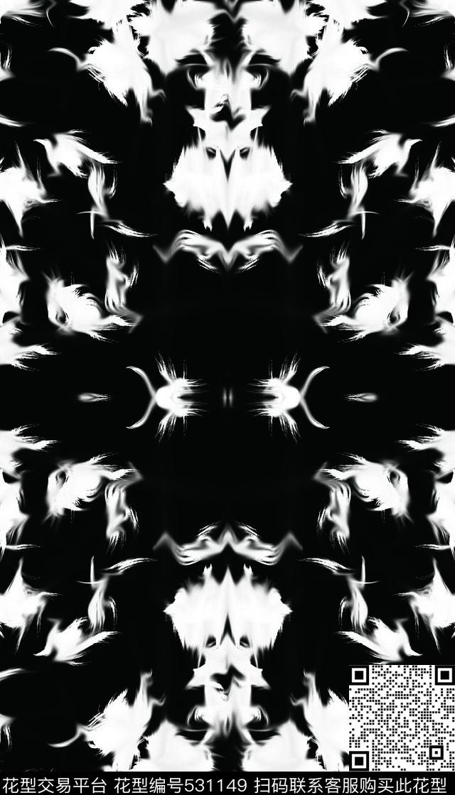 神秘空间 - 531149 - 写意 时尚 黑白 - 数码印花花型 － 其他花型设计 － 瓦栏
