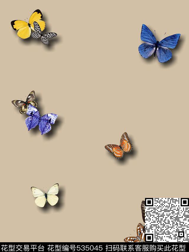 3D蝴蝶 - 535045 - 流行时尚 3D 立体 - 数码印花花型 － 女装花型设计 － 瓦栏