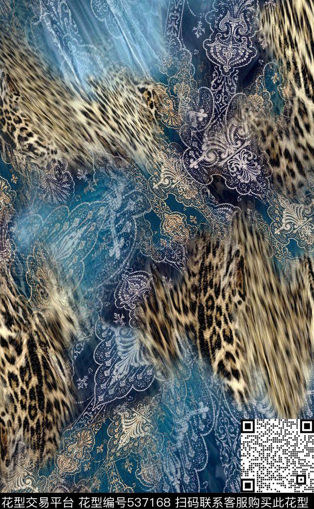 复古豹纹古典名族风 - 537168 - 动物纹 仿古 古典 - 数码印花花型 － 女装花型设计 － 瓦栏