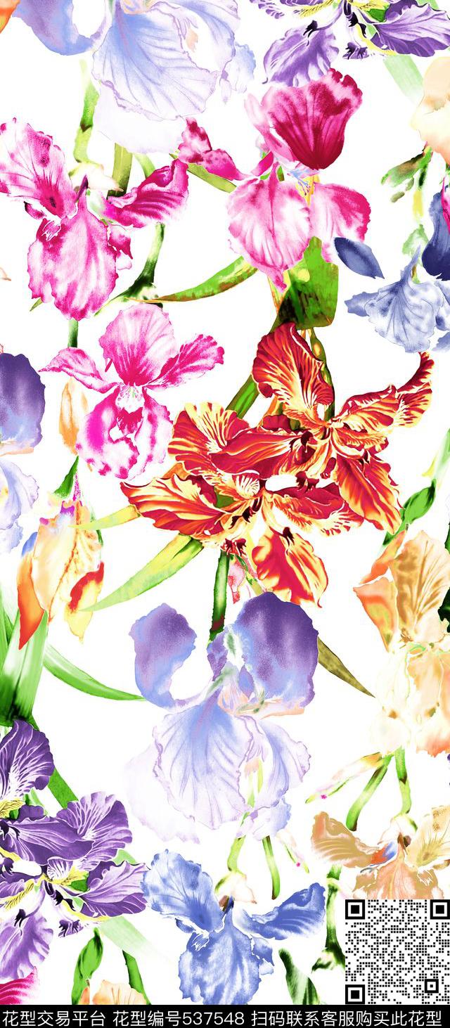 花卉 - 537548 - 现代 花卉 组合 - 数码印花花型 － 女装花型设计 － 瓦栏