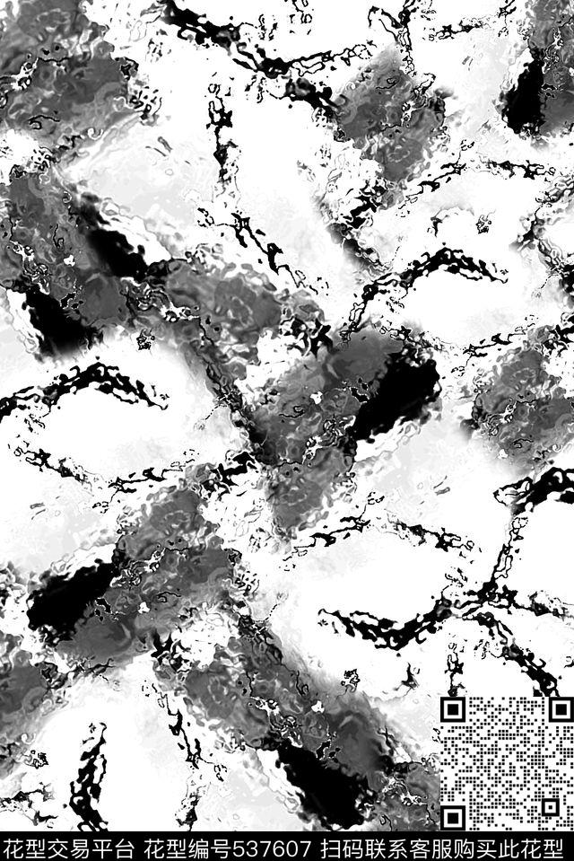 水影海鸥 - 537607 - 海鸥 抽象 水波 - 数码印花花型 － 女装花型设计 － 瓦栏