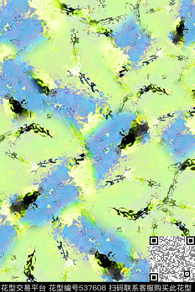水影海鸥 - 537608 - 海鸥 抽象 水波 - 数码印花花型 － 女装花型设计 － 瓦栏