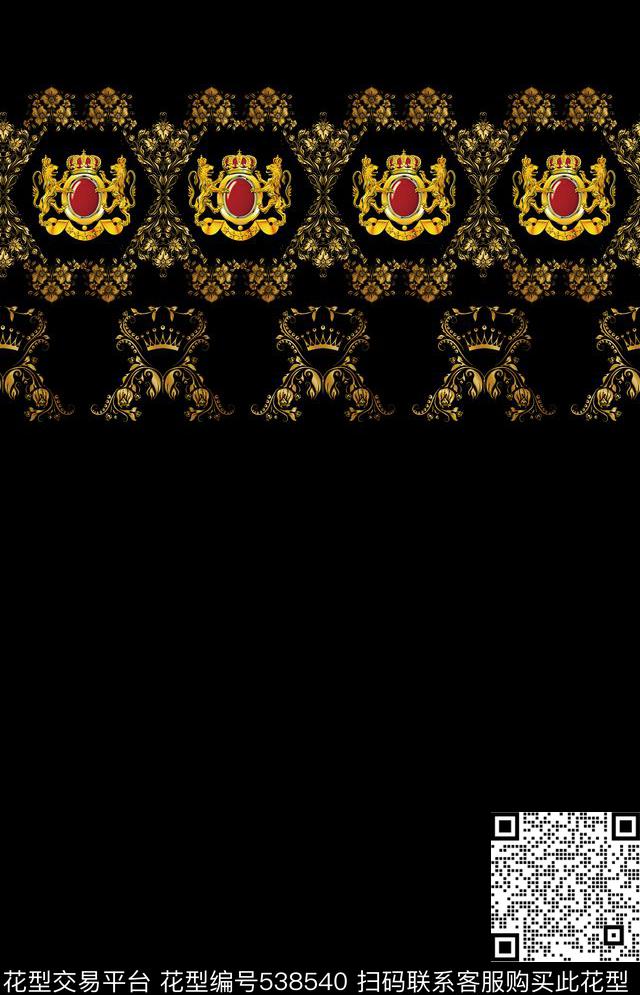 欧式金色大牌贵族黑底金色夹克 - 538540 - 宫廷 大牌贵族 外套 - 数码印花花型 － 女装花型设计 － 瓦栏