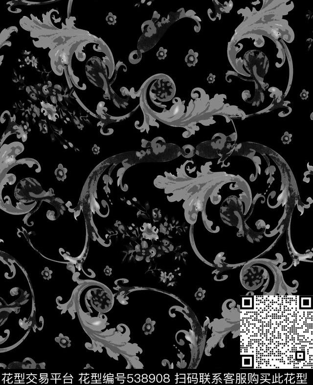 抽象宫廷纹理小碎花图案 - 538908 - 抽象 宫廷纹理 小碎花 - 传统印花花型 － 男装花型设计 － 瓦栏