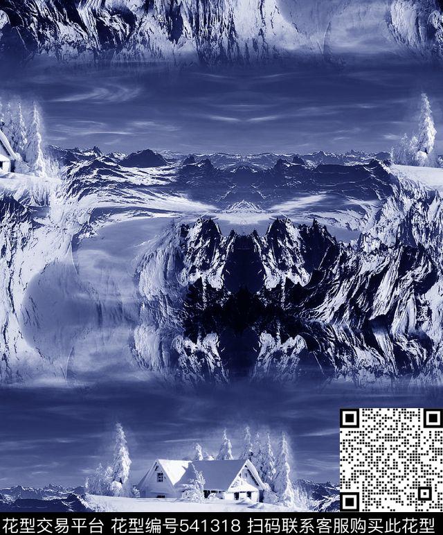 抽象自然冰山岩石纹理男装图案 - 541318 - 抽象 自然冰山 岩石纹理 - 数码印花花型 － 男装花型设计 － 瓦栏