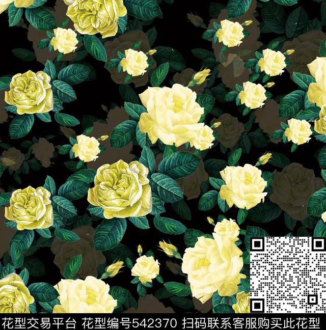原创大牌 花卉肌理花型 - 542370 - 原创 浪漫 花卉 - 数码印花花型 － 女装花型设计 － 瓦栏