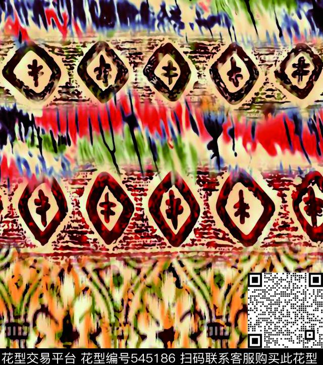 裙子民族花纹 - 545186 - 梦幻 花纹图案 民族花纹 - 数码印花花型 － 女装花型设计 － 瓦栏