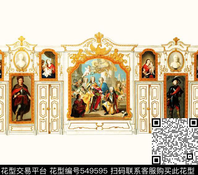 文化复兴油画 - 549595 - 文化复兴 油画 宫廷 - 数码印花花型 － 女装花型设计 － 瓦栏