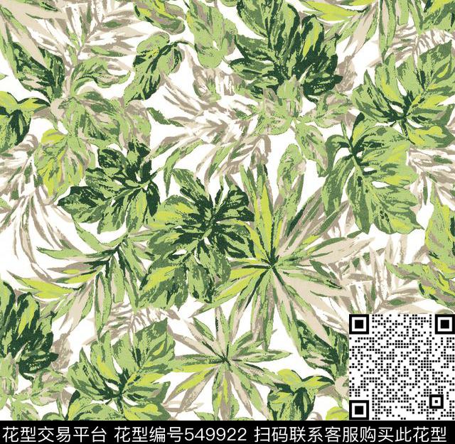 中国画风 叶子 花卉 - 549922 - 水墨画 叶子 花卉 - 传统印花花型 － 女装花型设计 － 瓦栏