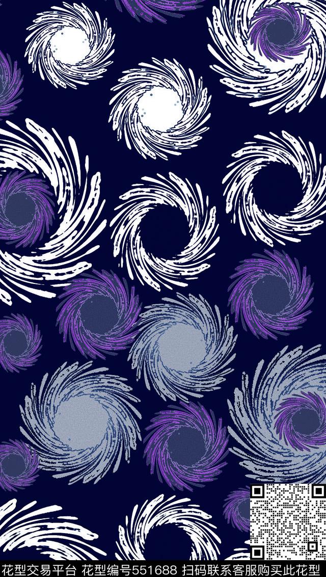 151202 - 551688 - 圆圈与波点 抽象 民族风图案 - 传统印花花型 － 女装花型设计 － 瓦栏