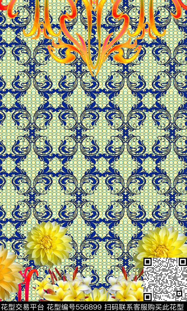 20151213 - 556899 - 复古名族风 花卉 民族花卉纹样 - 传统印花花型 － 女装花型设计 － 瓦栏