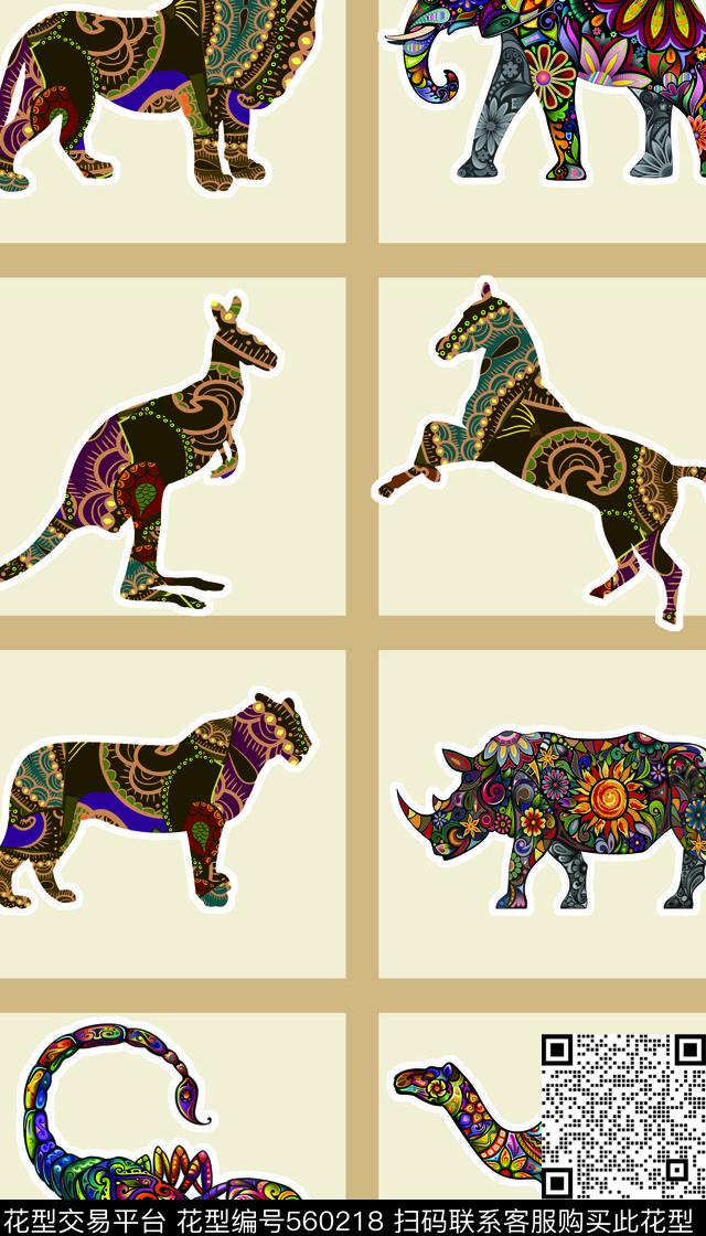 手绘民族风长巾 - 560218 - 手绘民族风长巾 - 传统印花花型 － 长巾花型设计 － 瓦栏