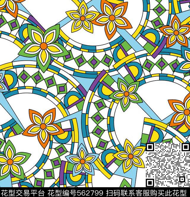 民族风变形肌理手绘花 - 562799 - 民族风变形肌理手绘花 - 传统印花花型 － 女装花型设计 － 瓦栏