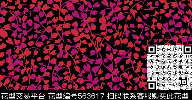 一叶一夜 - 563617 - 秋 叶子 流行色 - 传统印花花型 － 女装花型设计 － 瓦栏