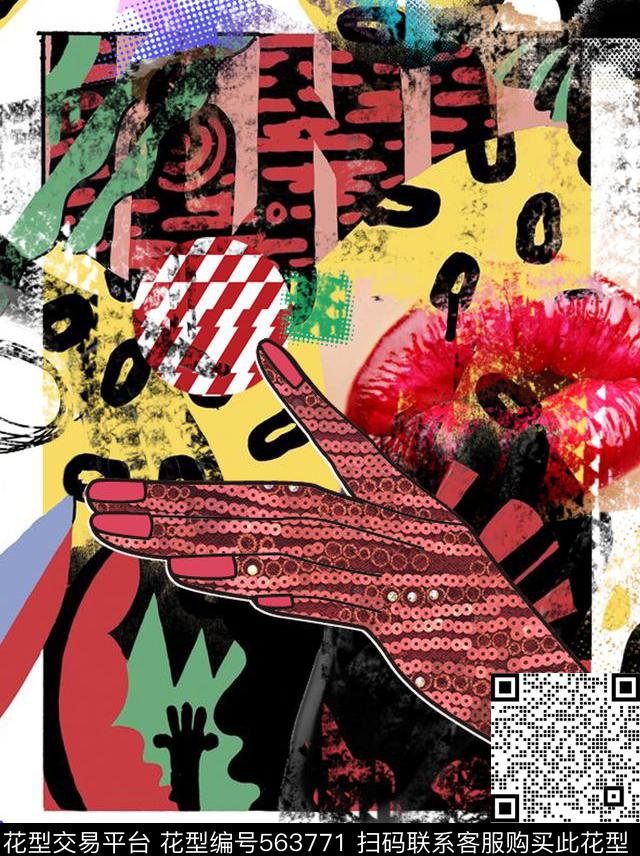 爆炸时尚 - 563771 - 抽象 个性 时尚 - 数码印花花型 － 女装花型设计 － 瓦栏