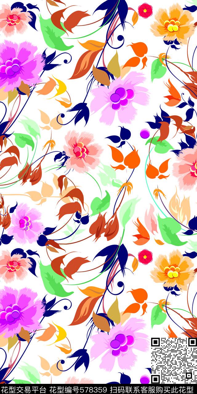 时尚小花 - 578359 - 时尚 花卉 植物 - 传统印花花型 － 女装花型设计 － 瓦栏