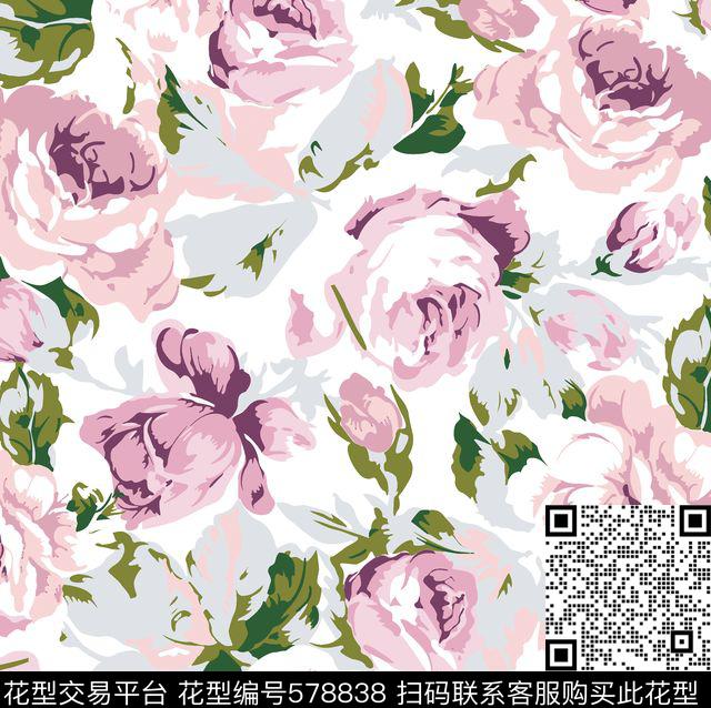 花卉背景图 - 578838 - 淑女 花 背景 - 传统印花花型 － 墙纸花型设计 － 瓦栏