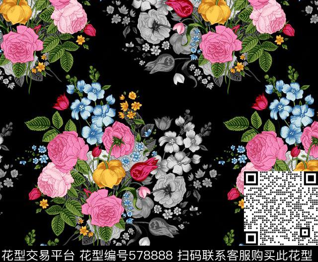 最新时尚流行花卉 - 578888 - 最新时尚流行 花卉 花卉花鸟 - 数码印花花型 － 女装花型设计 － 瓦栏