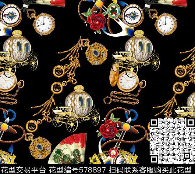 欧式宫廷花卉花型 - 578897 - 最新时尚流行 欧式宫廷 花卉 - 数码印花花型 － 女装花型设计 － 瓦栏