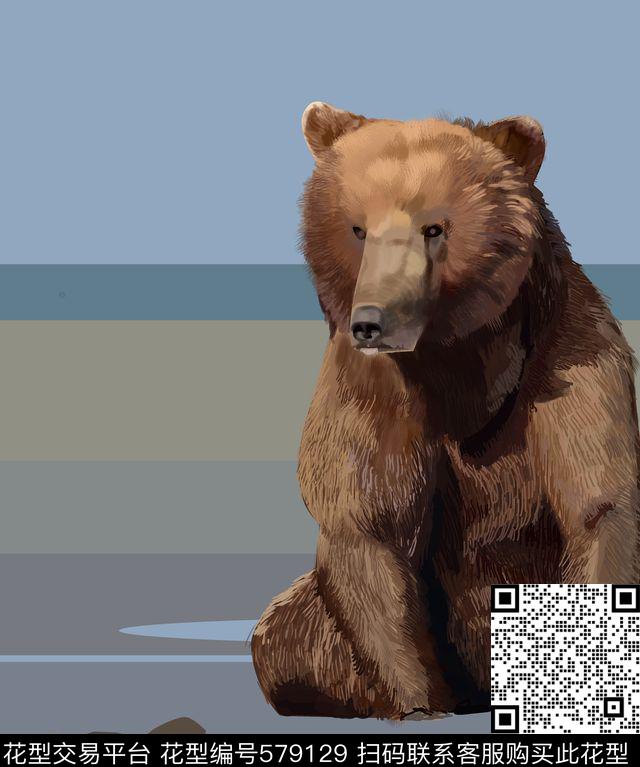熊 - 579129 - 流行 熊 绘画 - 数码印花花型 － 男装花型设计 － 瓦栏