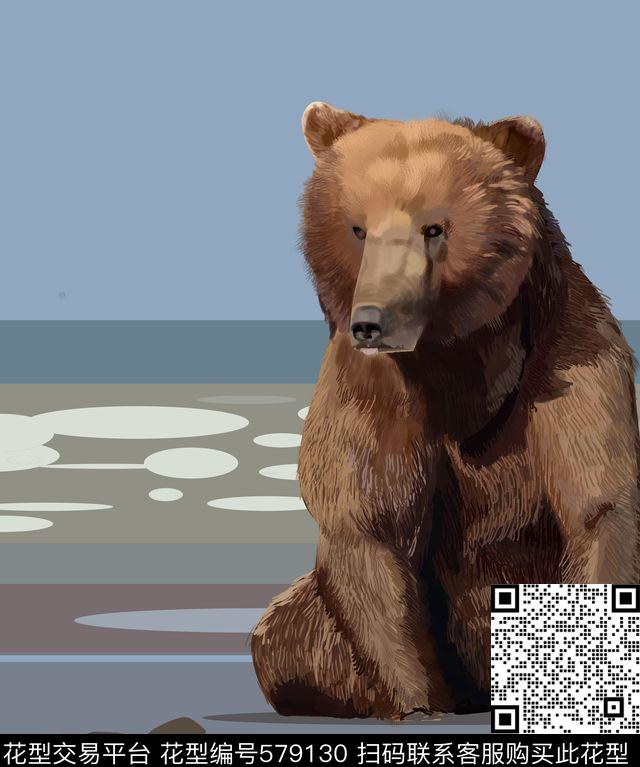 熊 - 579130 - 流行 熊 绘画 - 数码印花花型 － 男装花型设计 － 瓦栏