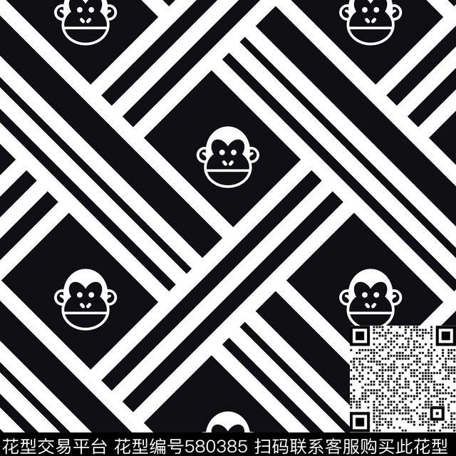monkey art - 580385 - textile design printing - 传统印花花型 － 其他花型设计 － 瓦栏