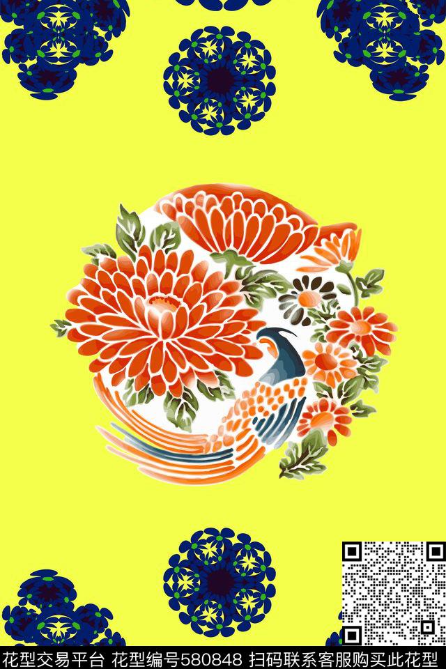 古典中国风纹样 - 580848 - 古典 中国风 纹样 - 传统印花花型 － 女装花型设计 － 瓦栏