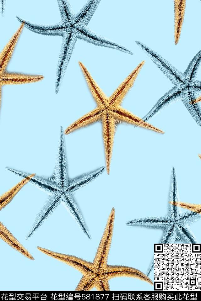 海星.jpg - 581877 - 清新 动物 海洋 - 数码印花花型 － 女装花型设计 － 瓦栏