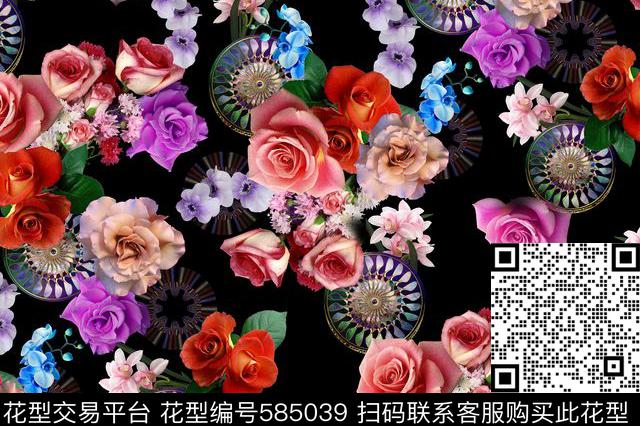 flower 4 - 585039 - textile design printing - 数码印花花型 － 女装花型设计 － 瓦栏