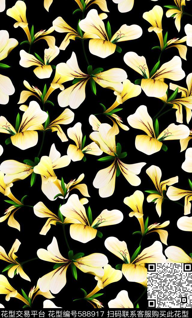 HXM1.jpg - 588917 - 欧美 兰花 花朵 - 数码印花花型 － 女装花型设计 － 瓦栏
