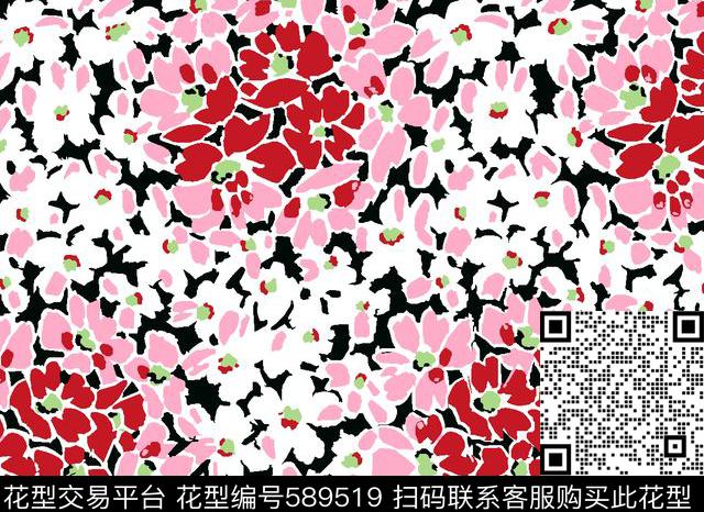 团团圆圆 - 589519 - 团花 日式 秀雅 - 传统印花花型 － 女装花型设计 － 瓦栏