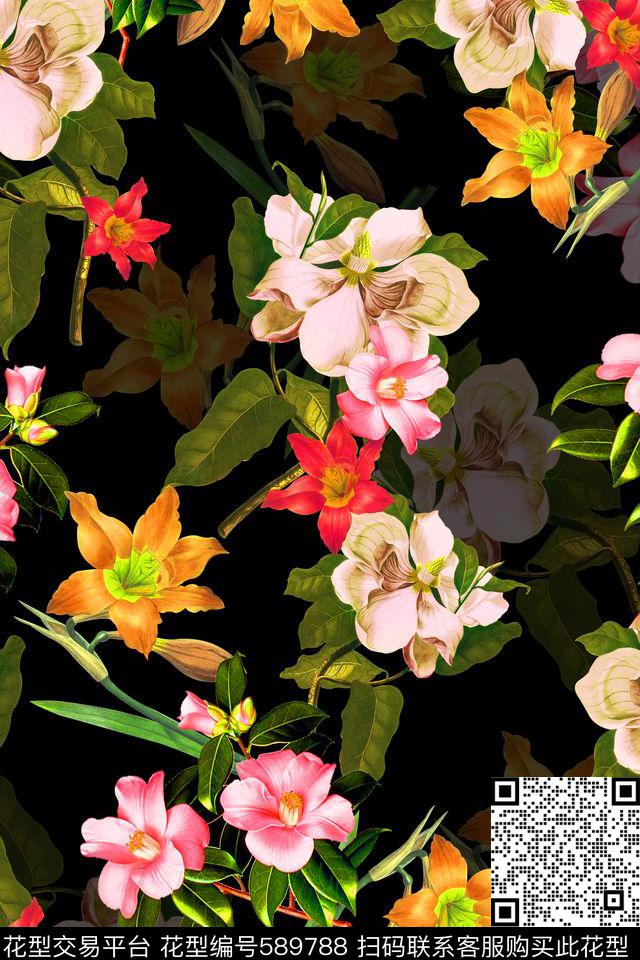 乱花 - 589788 - 手绘 花卉 植物 - 数码印花花型 － 沙发布花型设计 － 瓦栏