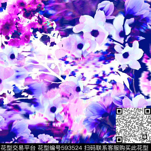 DAF16004.tif - 593524 - 女装 水墨 彩花 - 数码印花花型 － 女装花型设计 － 瓦栏