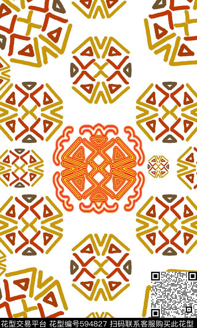 手绘图案系列 - 594827 - 几何线条 几何图案 几何构成 - 传统印花花型 － 男装花型设计 － 瓦栏