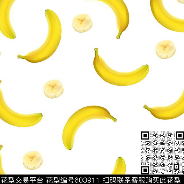 香蕉.jpg - 603911 - 趣味 水果 香蕉 - 数码印花花型 － 女装花型设计 － 瓦栏