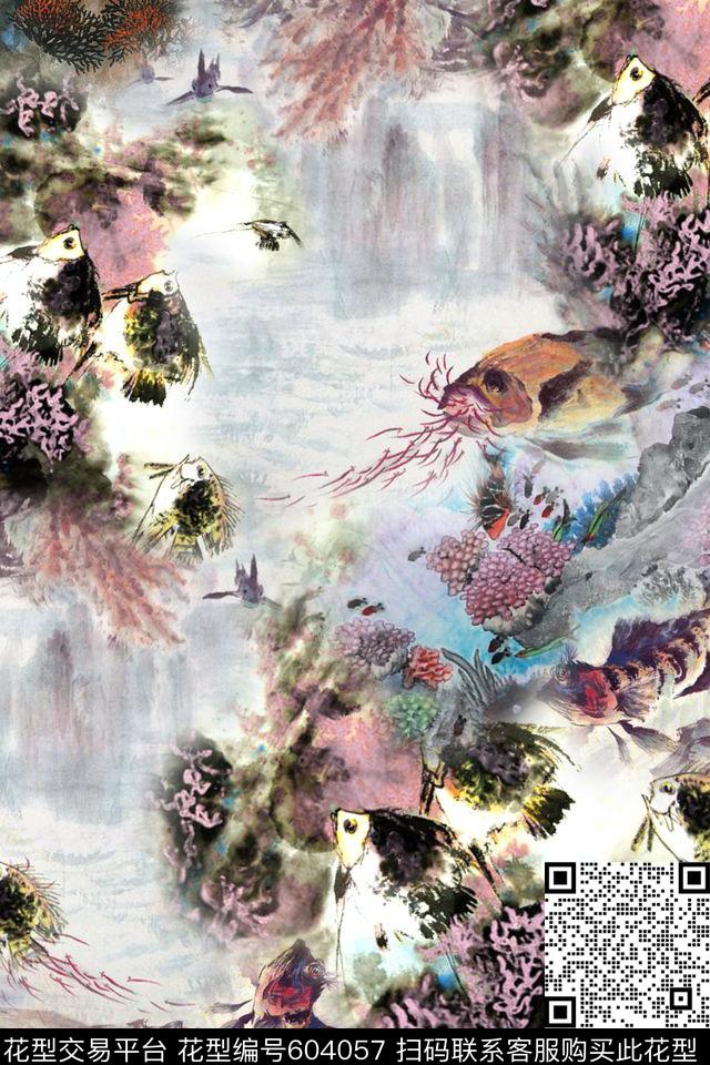 mg-j-sy944副本.jpg - 604057 - 中国风 国画 水彩 - 数码印花花型 － 女装花型设计 － 瓦栏