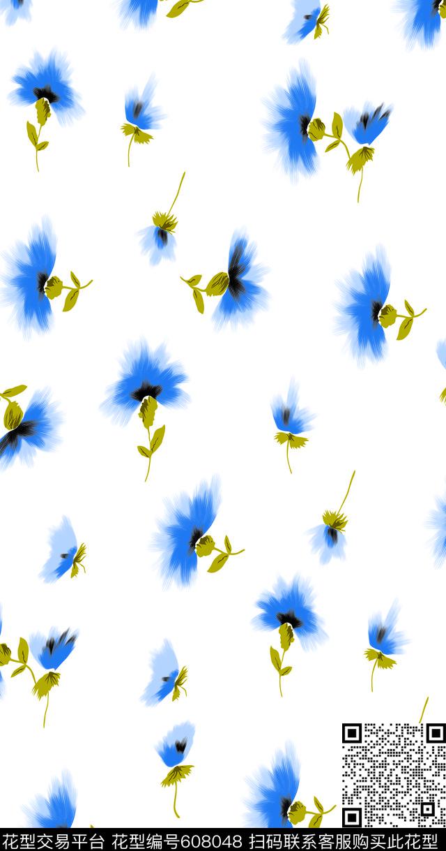 抽象小花.tif - 608048 - 抽象 小碎花 底纹 - 数码印花花型 － 女装花型设计 － 瓦栏