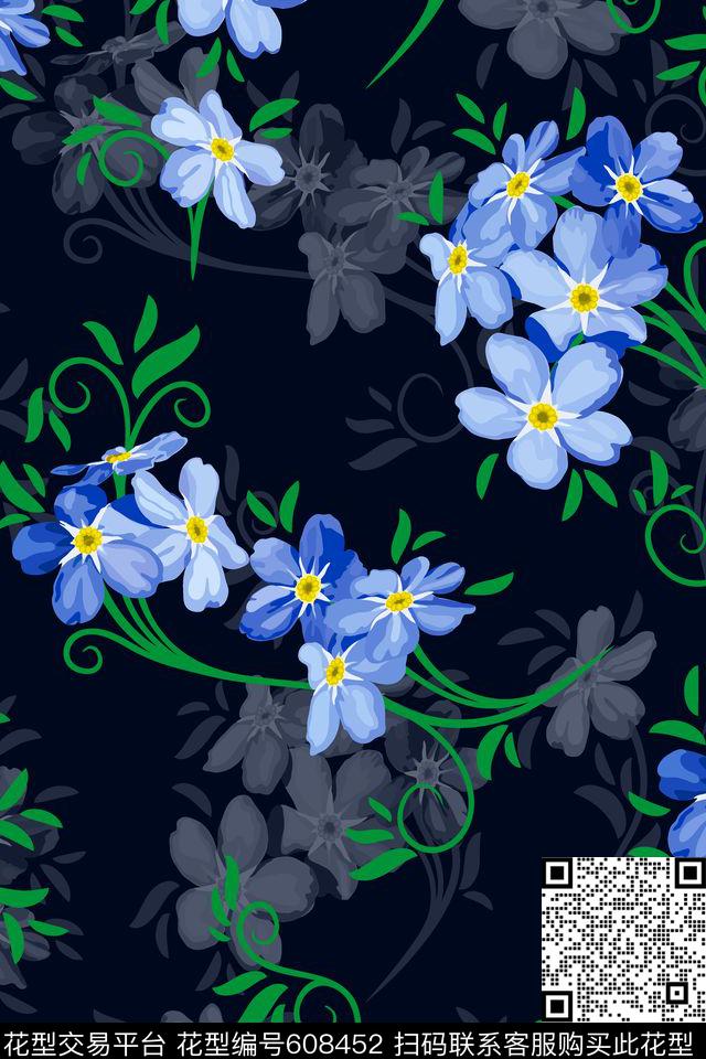 水彩花卉04482.tif - 608452 - 水彩花卉 欧美 最新 - 传统印花花型 － 沙发布花型设计 － 瓦栏