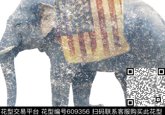 4098.tif - 609356 - 大象 国旗 破碎 - 数码印花花型 － 男装花型设计 － 瓦栏
